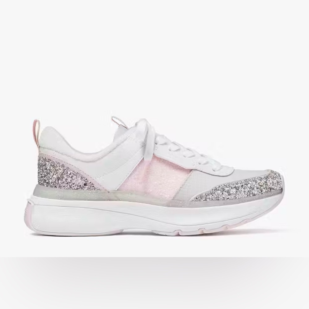 Kate Spade Flash Runner Glitter Women's Leather & Textile Sneakers Pink/White